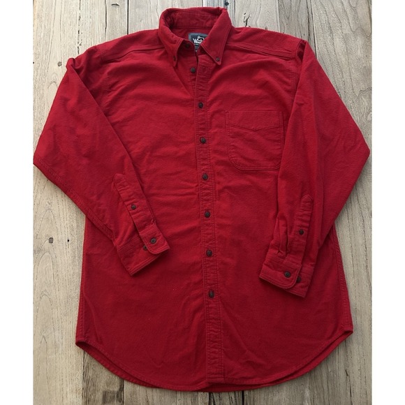 Woolrich Other - Vintage Woolrich Chamois Button Shirt Red Oversized Med MADE IN USA 100% Cotton